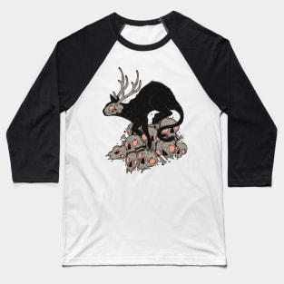 Kitty Demon Skull Baseball T-Shirt